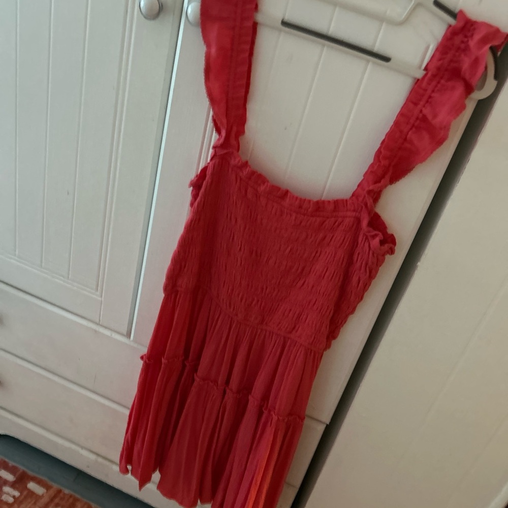 Aerie Red Sleeveless Dress with Ruffled Straps Good Condition. Tiered, smocked. - Picture 5 of 7